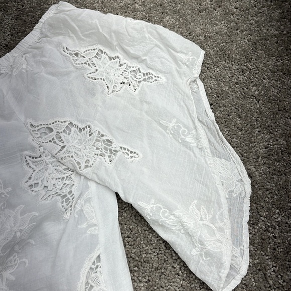 Lane Bryant White Crochet Off Shoulder Lined Boho Peasant Top Women’s 18/20 - Picture 9 of 11